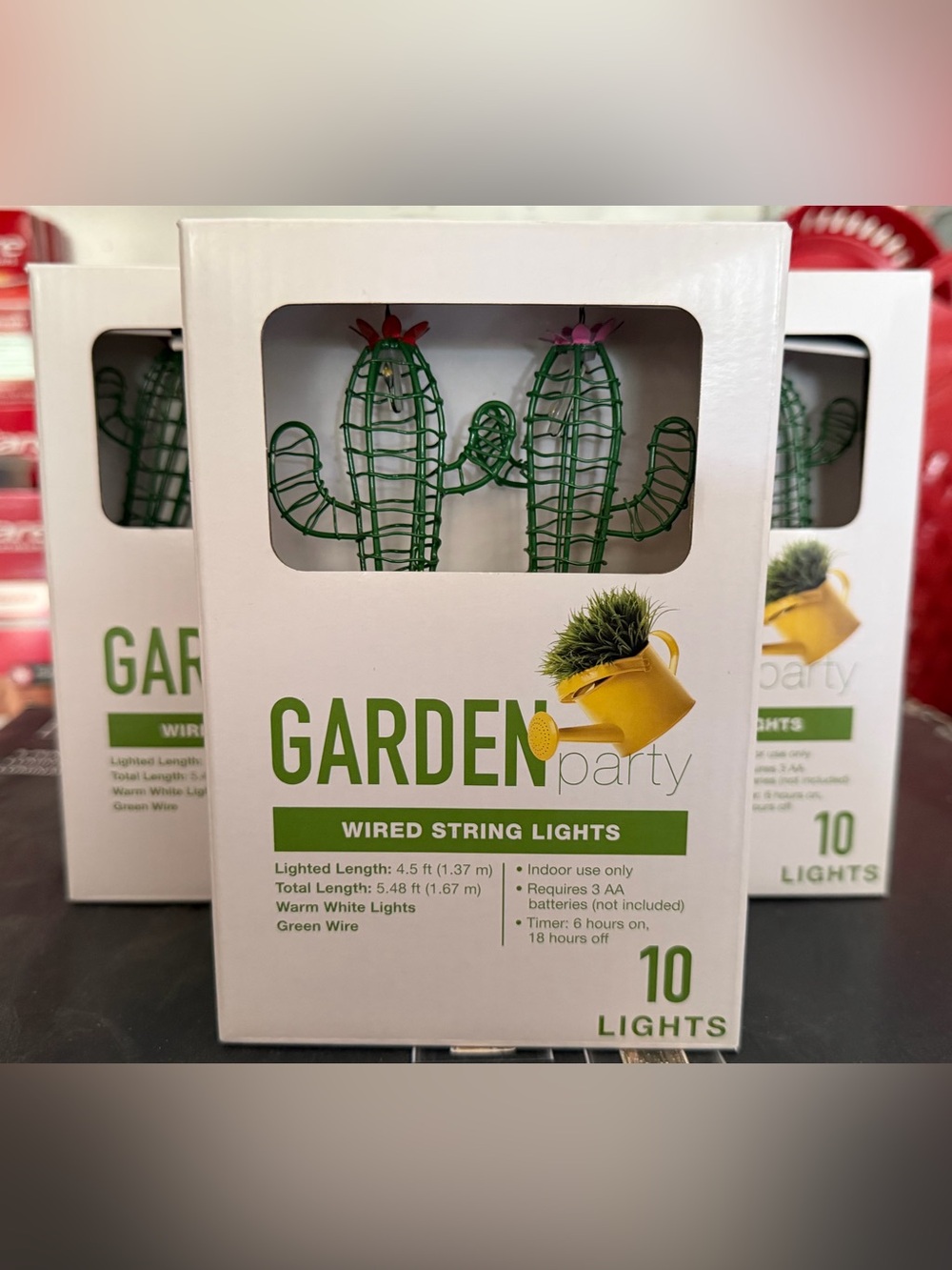 Garden Party Wired String Cactus Lights 3 Boxes  **Brand New